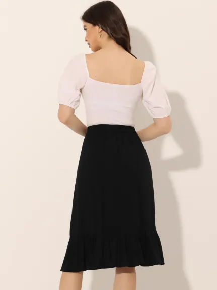 Allegra K- High Waisted Asymmetrical Ruffle Hem Skirt