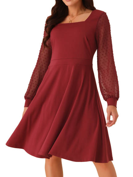 INSPIRE CHIC - Swiss Dot Sleeve Flowy Midi Dress