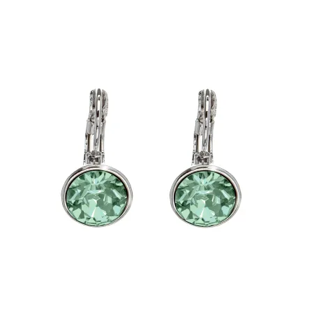 Silvertone Chrysolite Vintage Austrian Crystal Leverback Earrings - MICALLA