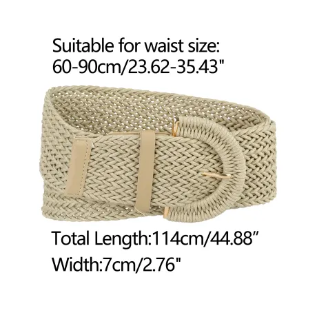 Allegra K- Wide Woven Braided Chunky Buckle Belt