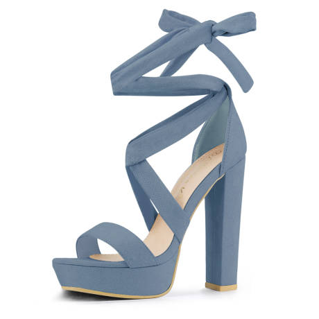 Allegra K- Lace Up Platform Heel Sandals