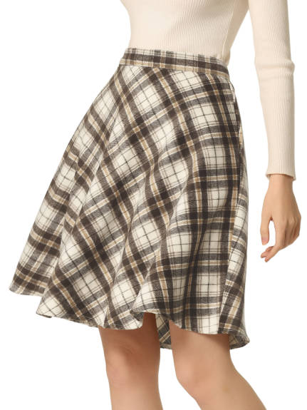 Allegra K - Plaid Tartan Knee Length A-Line Skirt