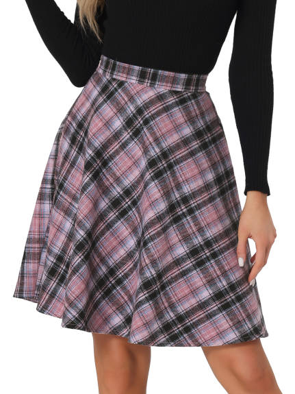 Allegra K - Plaid Tartan Knee Length A-Line Skirt