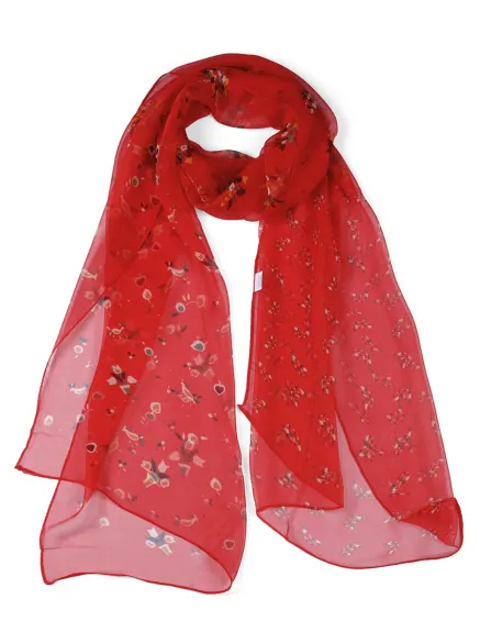 Allegra K- Floral Chiffon Long Scarf Wrap Shawl