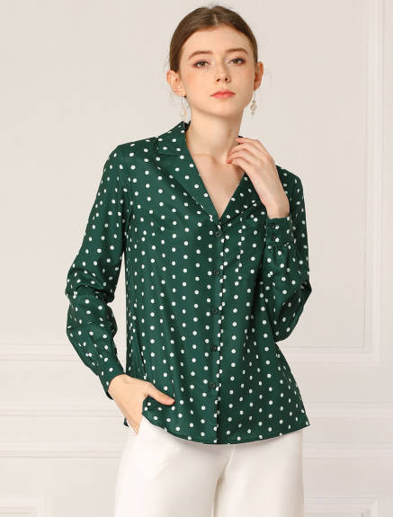 Allegra K- Long Sleeve Printed Button Down Top