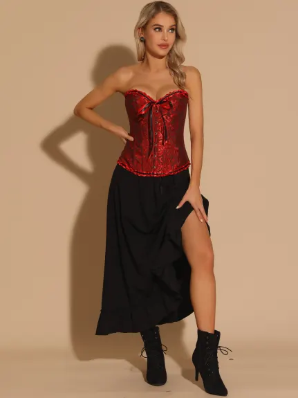 Allegra K- Haut corset bustier désossé à lacets