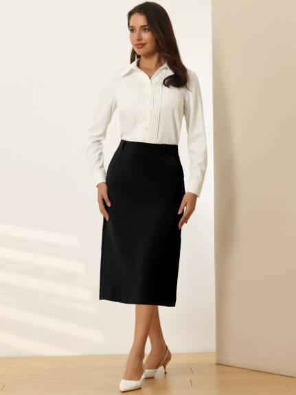 Hobemty- High Waist Split Back Midi Pencil Skirt