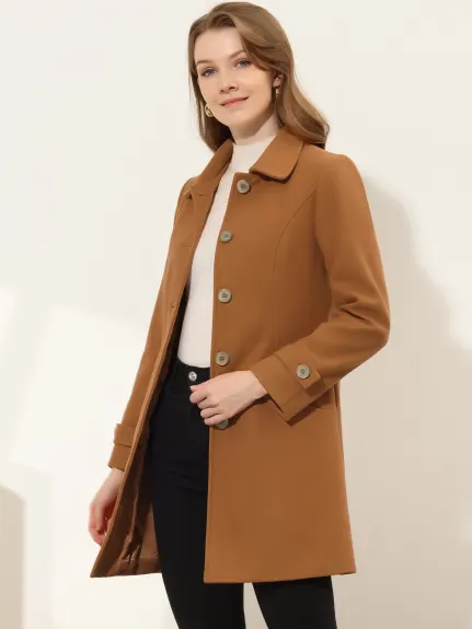 Allegra K- Peter Pan Collar Outwear Trench Caban