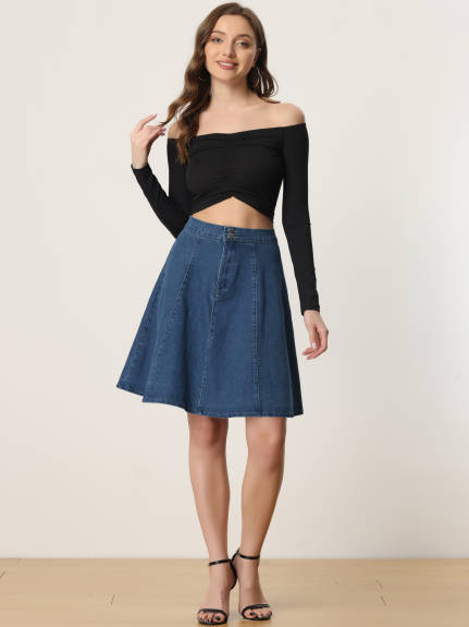 Allegra K- A-Line High Waist Denim Skirt