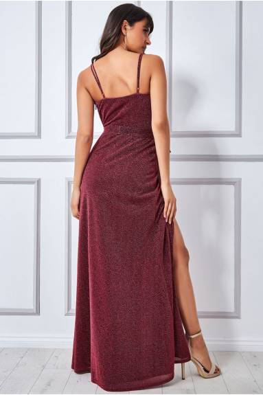 Goddiva - Wrap Style Spaghetti Strap Maxi With Split