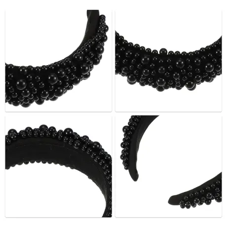 Unique Bargains - Faux Pearls Wide Padded Headband