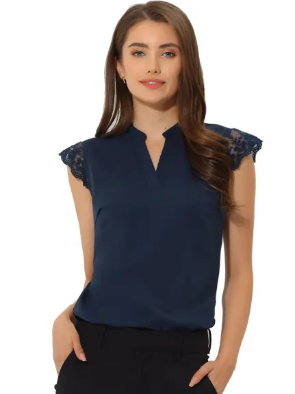 Allegra K- V Neck Sleeveless Blouse