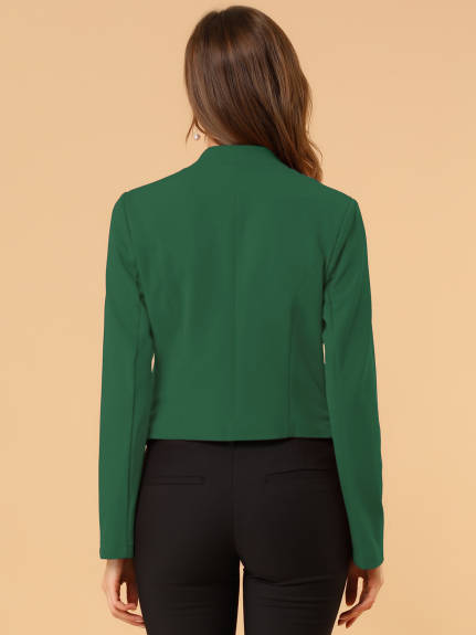 Allegra K- Suit Collarless Cropped Blazer Jacket