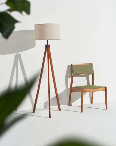 Eden Led Tripod Floor Lamp With Solid Wood Legs