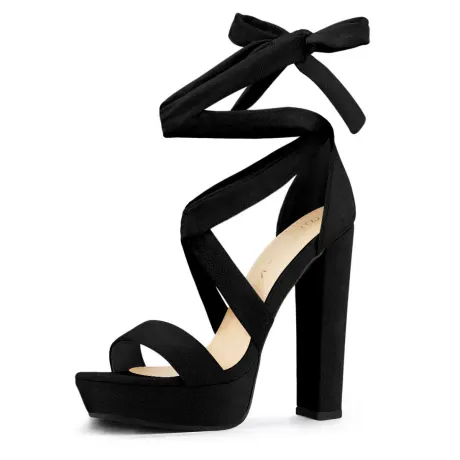 Allegra K- Lace Up Platform Heel Sandals