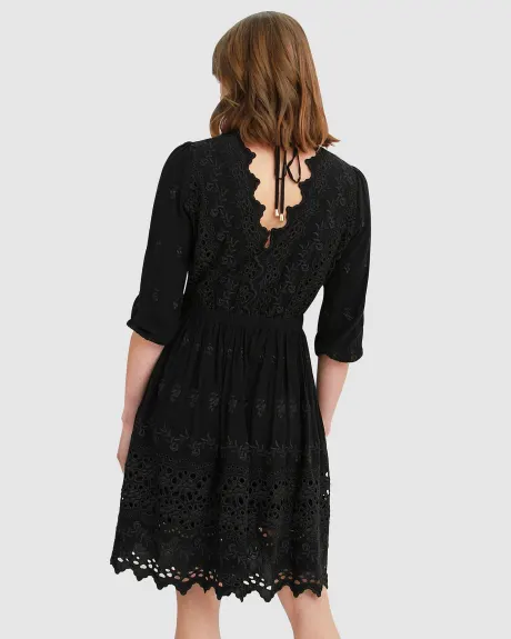 Belle & Bloom Sweet Talk Eyelet Mini Dress