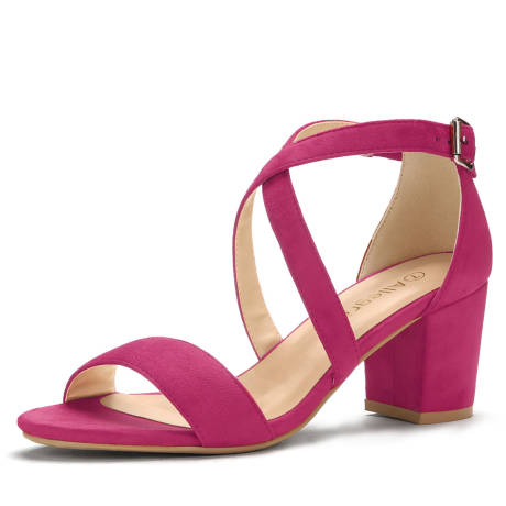 Allegra K- Crisscross Ankle Strap Block Heel Sandals