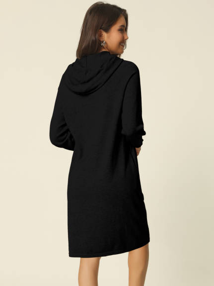 Allegra K- Pullover Sweatshirt Long Sleeve Hoodie Dress