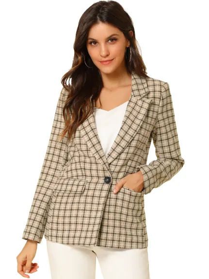 Allegra K- Notched Lapel Hip Length Blazer Suit