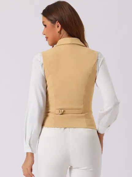 Allegra K- Gilet de costume dos nageur boutonné à revers châle