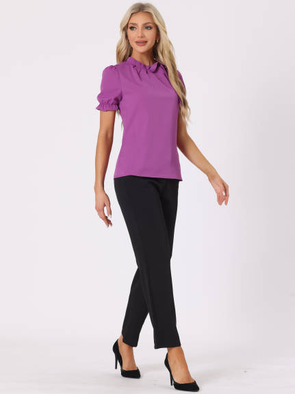 Allegra K - Bow Tie Neck Elegant Summer Top