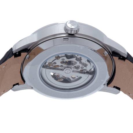 Montre automatique Heritor Davies semi-squelette avec bracelet en cuir - Or rose/gris