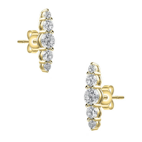 Genevive Sterling Silver with Clear Cubic Zirconia 5-Stone Linear Journey Stud Earrings