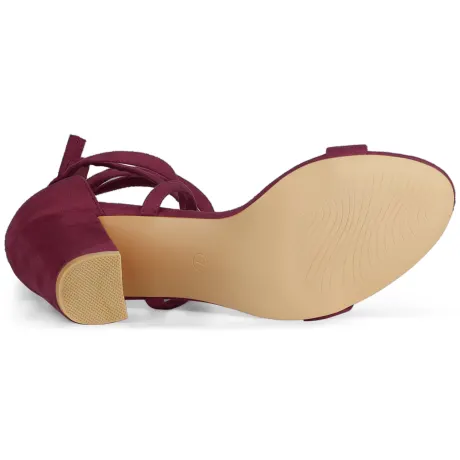 Allegra K - One Strap Block Heel Lace Up Sandals