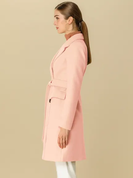 Allegra K- Trench-coat à poche et ceinture à double boutonnage