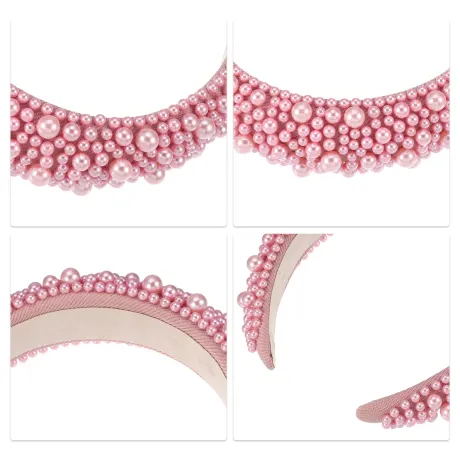 Unique Bargains - Faux Pearls Wide Padded Headband