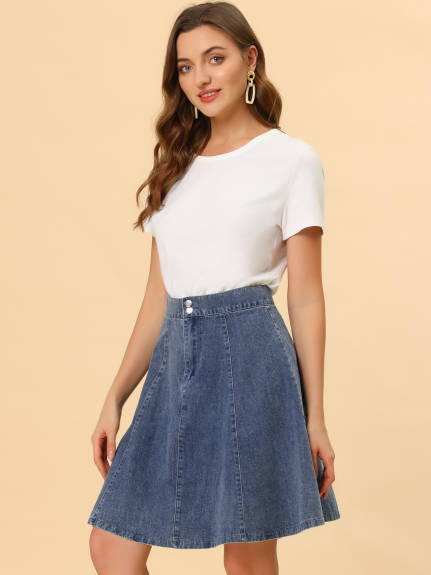 Allegra K- A-Line High Waist Denim Skirt