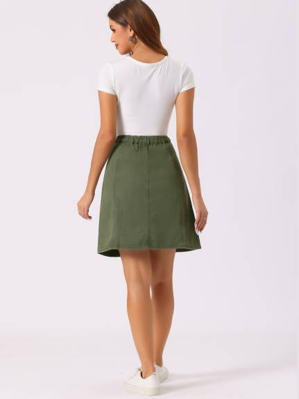 Allegra K- High Waist A-Line Denim Skirt