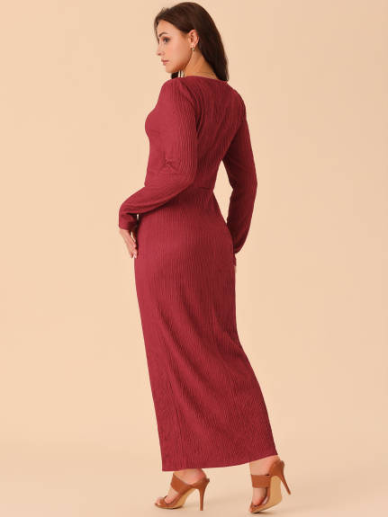 INSPIRE CHIC - Split Hem Maxi Party Knit Dress