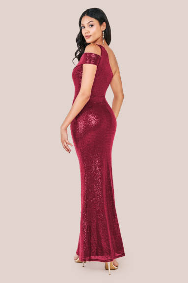 Goddiva - One Shoulder Sequin Evening Maxi