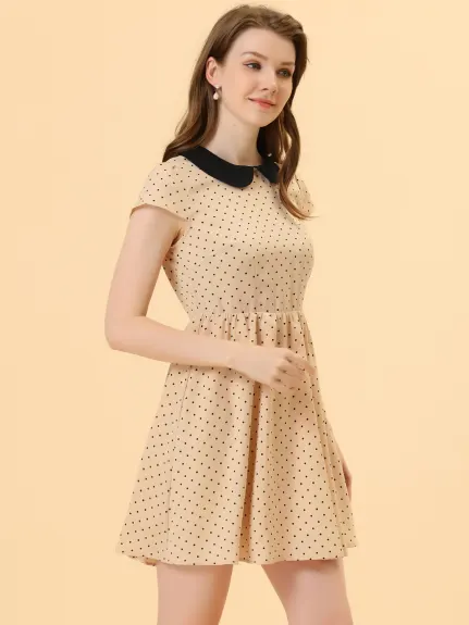 Allegra K- Peter Pan Collar Above Knee A-Line Dress