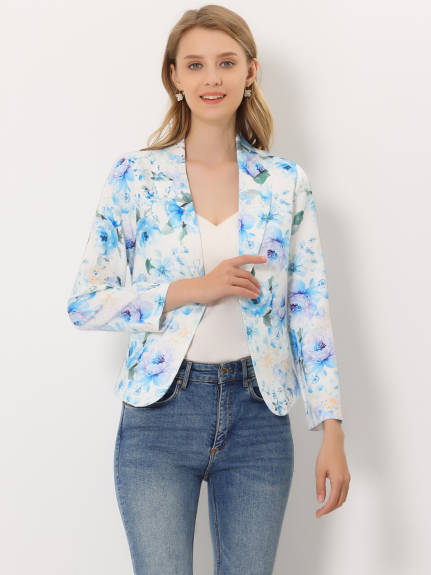 Allegra K- Open Front Crop Suit Blazer Jacket