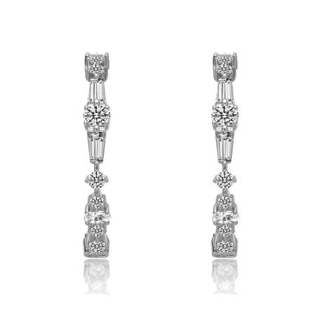 Genevive Sterling Silver with Clear Cubic Zirconia C-Hoop Earrings