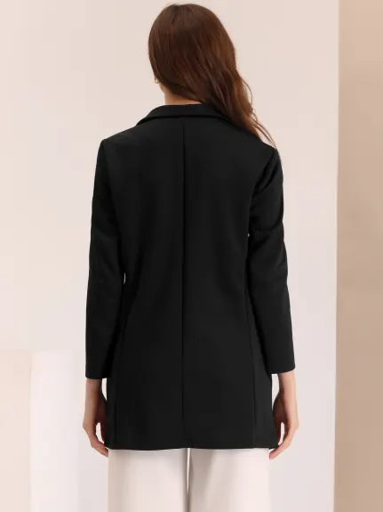 Allegra K- Notched Lapel Buttoned Blazer Jacket