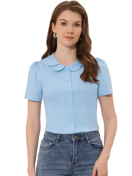 Allegra K- Peter Pan Collar Blouse Shirt