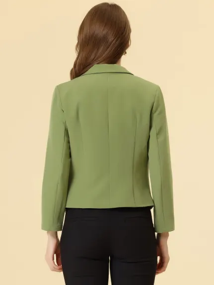 Allegra K- Veste blazer de costume court décontracté ouvert sur le devant