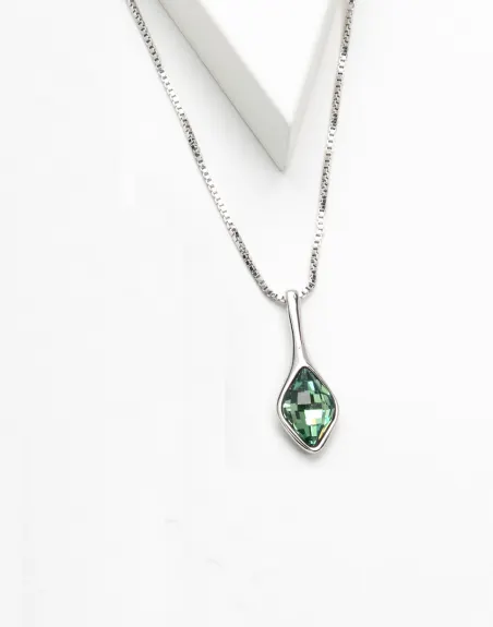 Rhodium Plated Crystal Marquis Pendant Necklace in erinite - callura