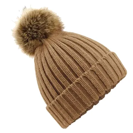 Beechfield - Pom Pom Faux Fur Chunky Knit Beanie