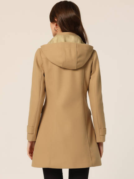 Allegra K- Stand Collar Double Breasted Hoodie Outerwear Coat