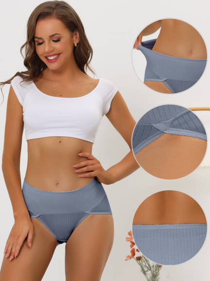 Allegra K- Ribbed High Waist Tummy Control Underwear