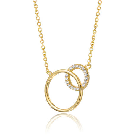 Rachel Glauber 14k Gold Plated with Clear Cubic Zirconia Entwined Triple Eternity Circle Necklace