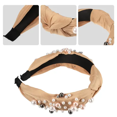 Unique Bargains - Faux Pearl Bead Fashion Knotted Headband