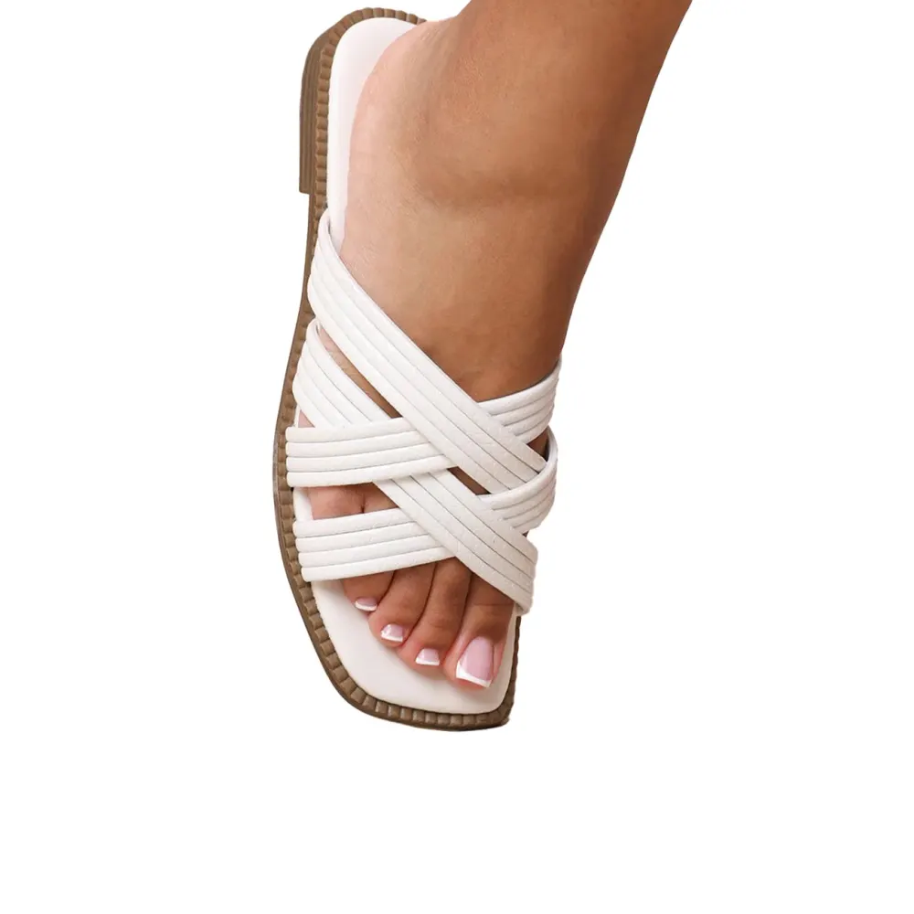 Where's That From - Womens/Ladies Crete Crossover Strap Wide Sliders