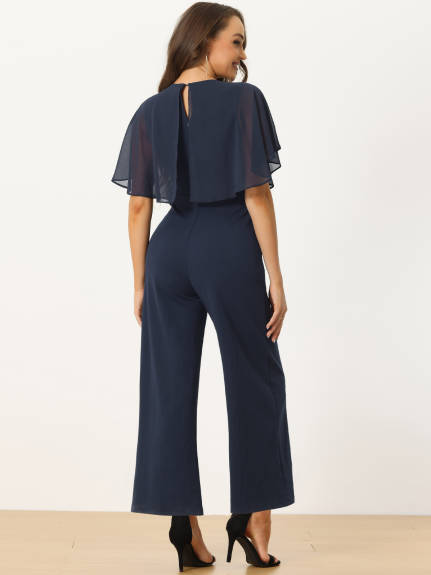 Allegra K - Ruffle Sleeve Tie Waist Jumpsuit