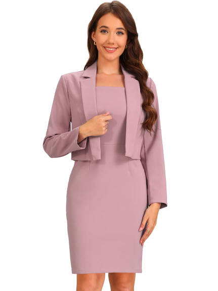 Allegra K - Sleeveless Dress Cropped Blazer Suit