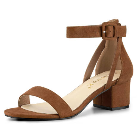 Allegra K- Ankle Strap Block Low Heel Sandal